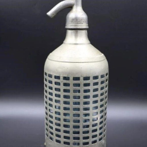 English Mesh Wrapped SYPHON Spritz Bottle Carbon Water Bottle Vintage Bottle Bar - Picture 1 of 7